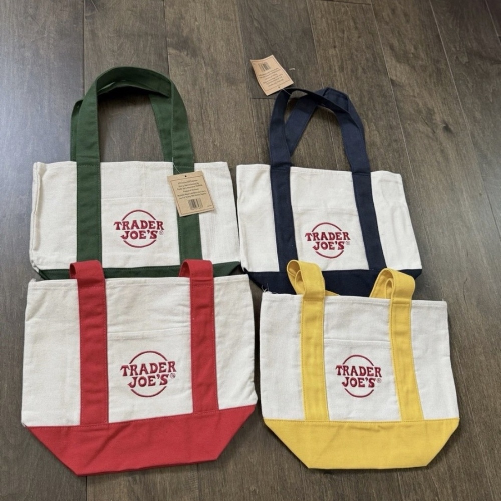 Set of 4 Limited Edition! Trader Joe’s Colorful Canvas Mini Tote Bags 2025 NWT